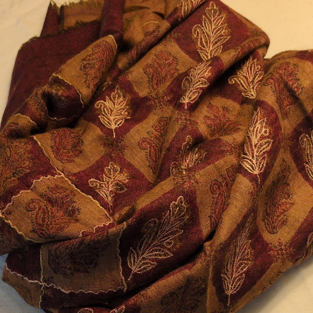 Exquisite Embroidered Wool Wrap